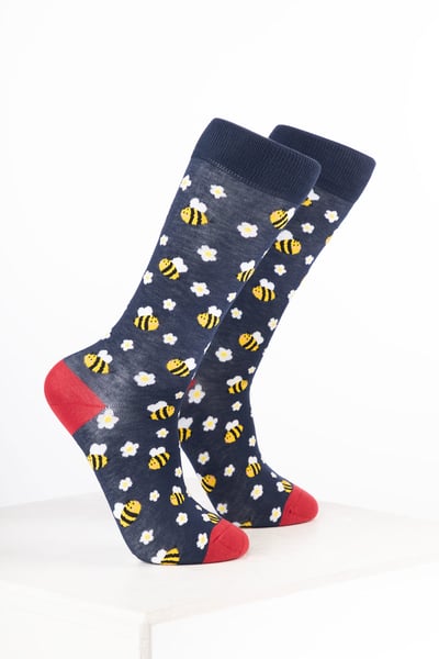 Women’s Bamboo Rich Animal Ankle Socks - Bumble Bee Navy