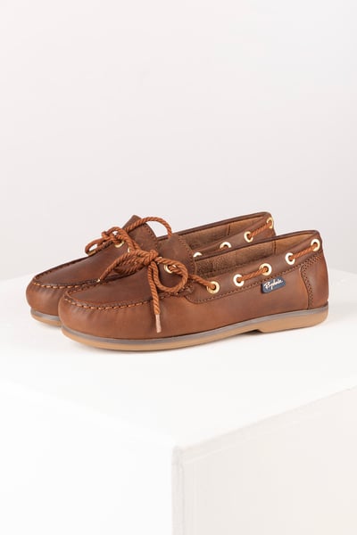 Ladies Leather Laced Deck Shoe – Saltwick - Antique Brown