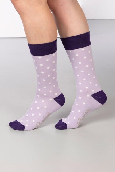 Ladies Polka Dot Ankle Socks - Lilac