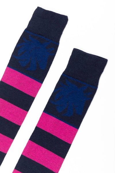Ladies Broadstripe Knee Length Riding Socks - Navy