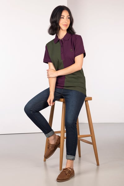 Ladies Quartered Polo Shirt - Ganton - Dark Berry
