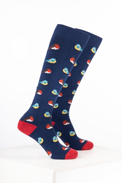 Women’s Bird Welly Socks - Garden Bird Denim