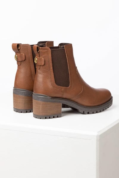 Ladies Heeled Leather Chelsea Boots - Welburn - Tan