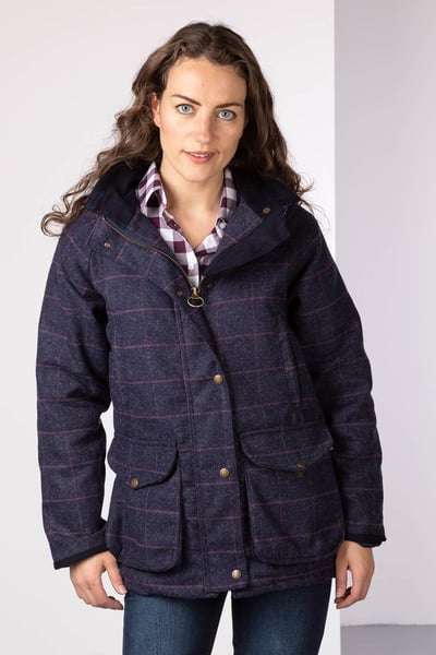 Ladies Long Tweed Coat - Navy