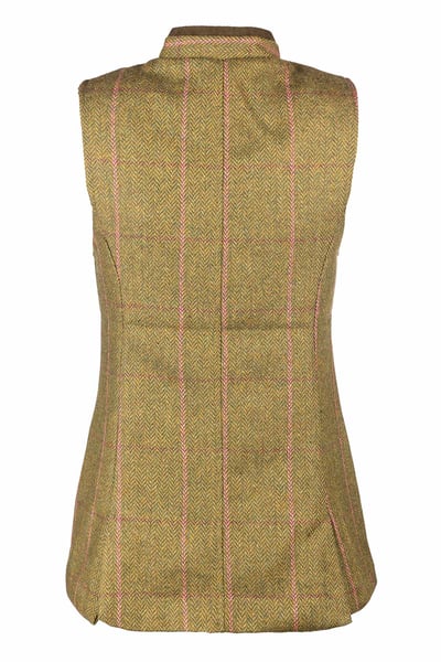 Gilet boutonné en tweed pour femme - Rievaulx - Tweed vert foncé