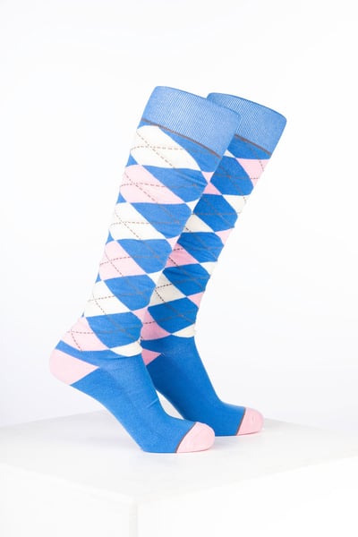 Women’s Bamboo Rich Argyle Riding Socks - Argyle Cobalt/Soft Pink/Cream