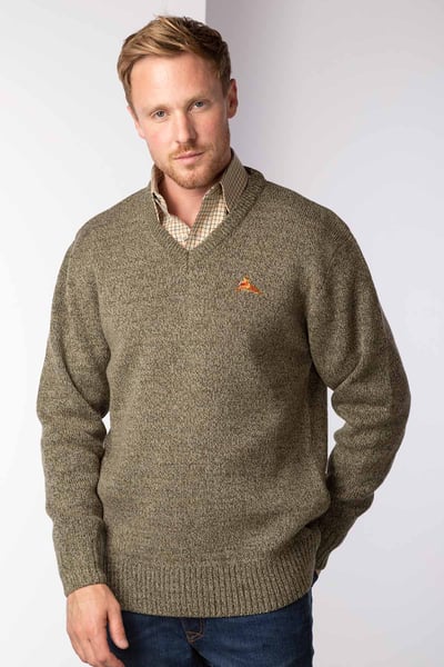 Men's Wykeham Pheasant V Neck Shooting Jumper - Derby Tweed