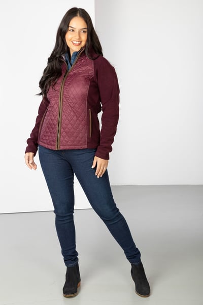 Ladies Diamond Quilted Hybrid Jacket - Huggate - Marl Burgundy