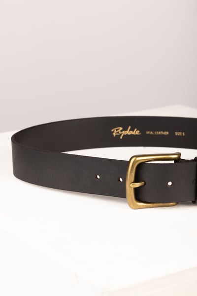 Men's Leather Jeans Belt - Kiplin - Waxy Black