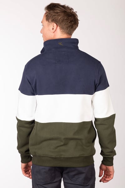 Men's Plain Sweatshirt - Byland - Navy/White/Olive