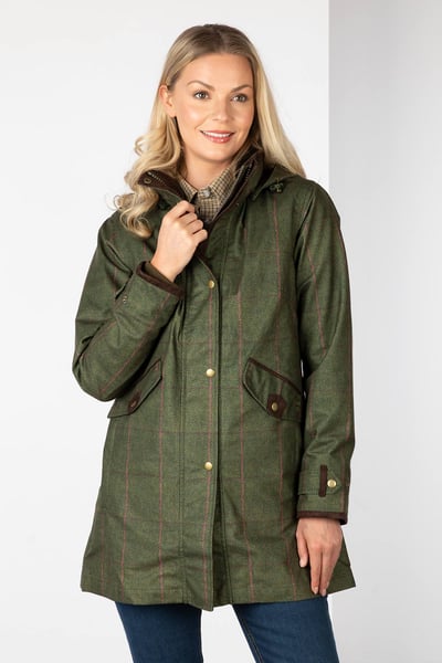 Ladies 3/4 Length Coat – Danby - Olive Tweed