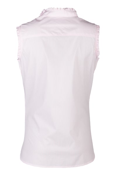 Ladies Ruffled Sleeveless Shirt - Ivy - Pink Stripe