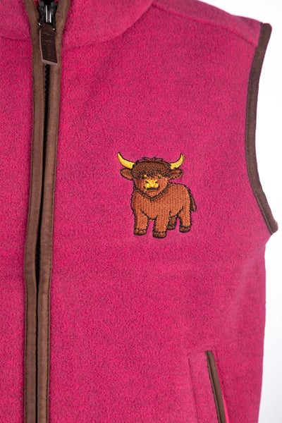 Junior Fleece Waistcoat - Huggate - Highland Cow Pink