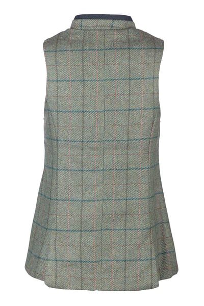 Ladies Button Up Tweed Waistcoat - Bramham - Blue Tweed