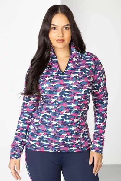 Top de sport à motifs pour femmes - Skerne - Camouflage Marine