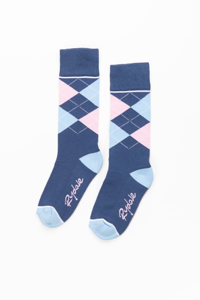 Junior Knee Length Socks - Argyle Denim/Soft Blue