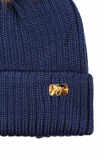 Damen Bommelmütze - Bella - Marine/Natur
