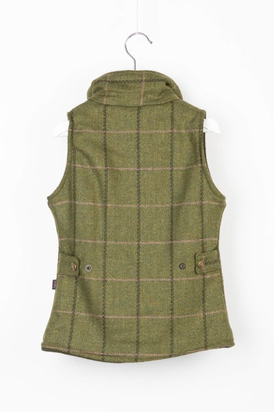 Toddler Fleece Lined Tweed Waistcoat – Wrelton - Olive/Pink
