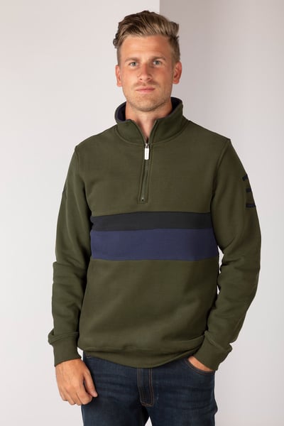 Sweat rayé pour homme - Beadlam - olive