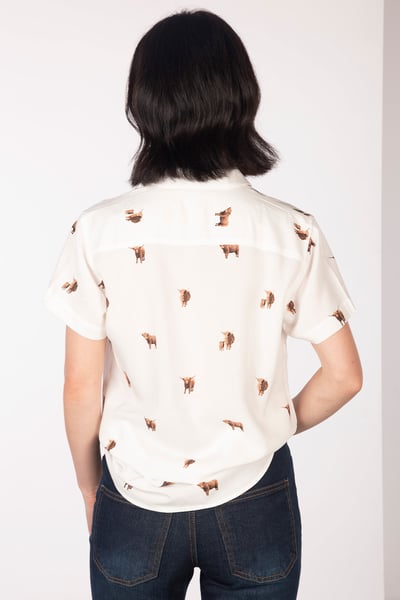Ladies Floaty Short Sleeved Shirt - Wistow II - Vache des Highlands