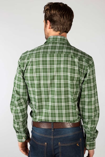 Men's Long Sleeve Country Checked Shirts - Wetwang Green