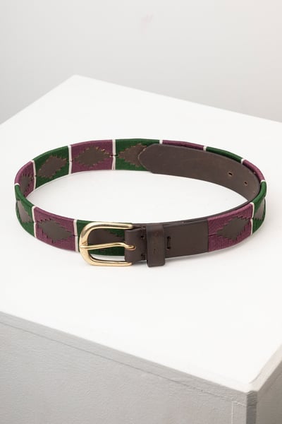 Polo Belts - Askwith - Olive/White/Berry
