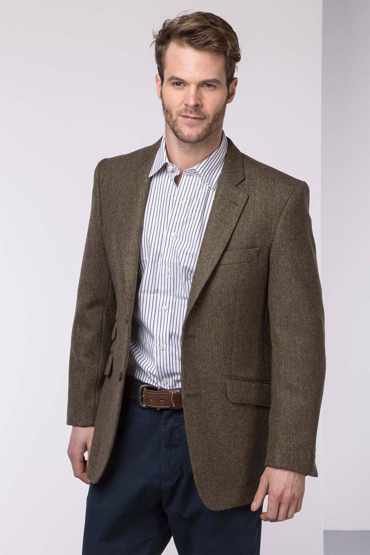 Mens Brown Herringbone Tweed Jacket UK Tweed Blazer Rydale