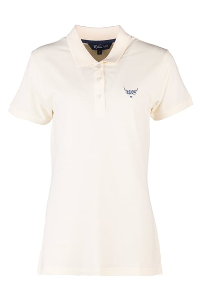 Ladies Highland Cow Polo Shirt - Kirby - Cream