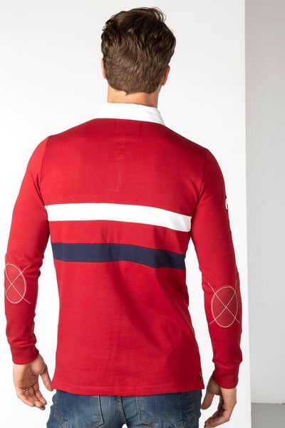 Camiseta de rugby para hombre - Otley 2 rayas - Rojo oscuro