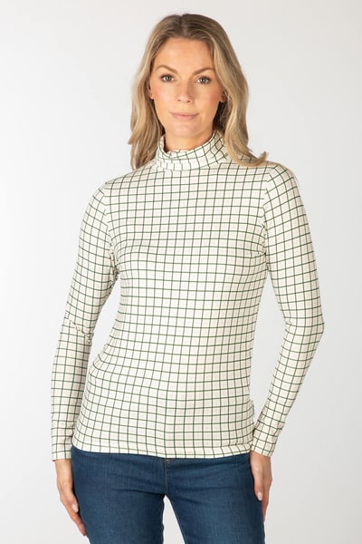 Ladies Roll Neck Top - Foxholes - Ellie Olive