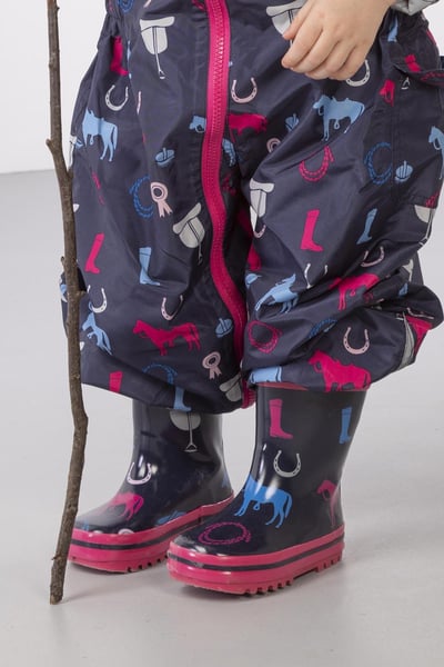 Junior Splish Splash Wellies - Pony Navy