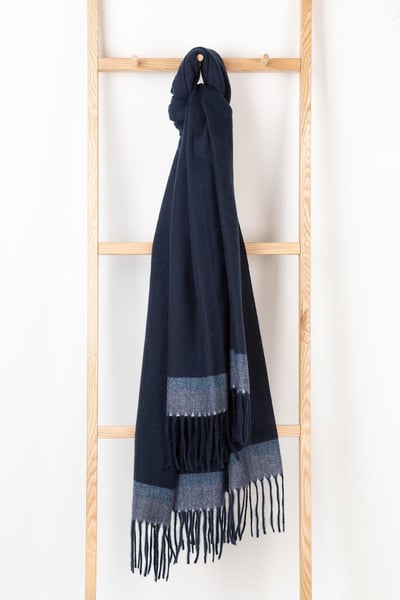 Ladies Stripe Scarf - Bella - Navy/Sorbet/Blue