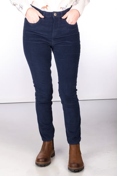 Ladies Straight Leg Corduroy Trousers - Ella - Navy