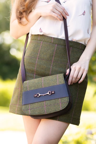 Ladies Tweed Saddle Bag - Helmsley - Dark Green