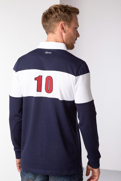 Camiseta de rugby a rayas para hombre - Otley Stripe - azul marino/blanco