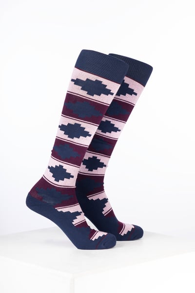 Women’s Bamboo Rich Polo Belt Riding Socks - Polo Dark Berry/Soft Pink/Navy