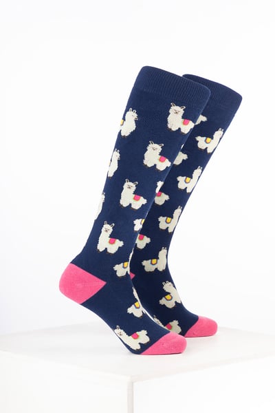 Kids Animal Welly Socks - Alpaca Denim