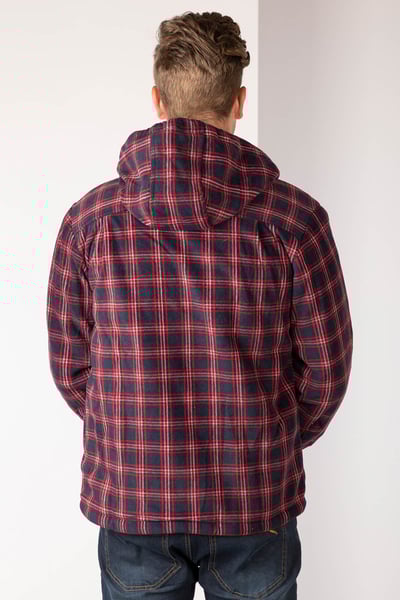 Men's Hooded Fleece Overshirt - Ulrome - Navy/Red