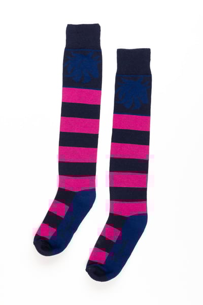 Ladies Broadstripe Knee Length Riding Socks - Navy