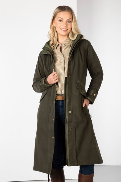 Ladies Full Length Riding Coat - Danby - Olive