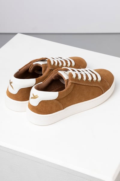 Ladies Suede Trainers - Helmsley - Tan
