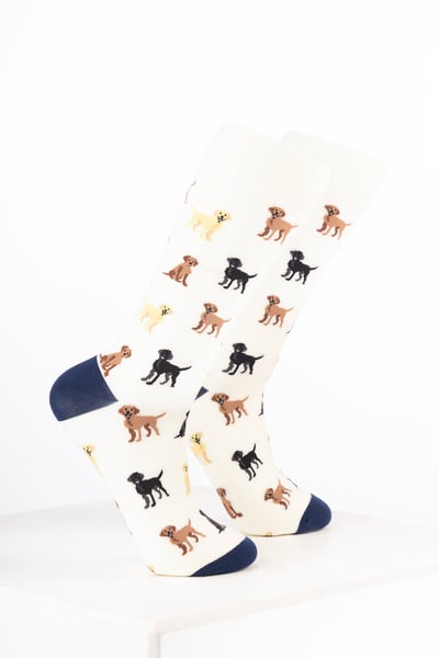 Women’s Bamboo Rich Dog Ankle Socks - Labrador Cream
