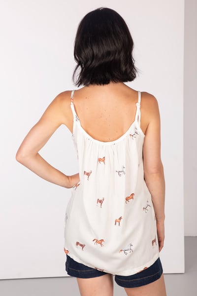 Damen Floaty Vest Top - Wistow II - Pferd weiß