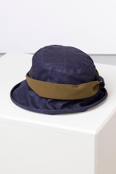 Ladies Twisted Band Tweed Hat - Danby - Navy