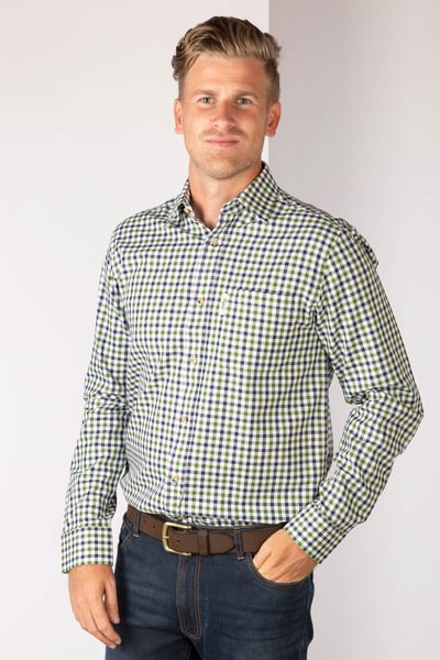 Men's Checked Shirts - Richmond - Navy/Green