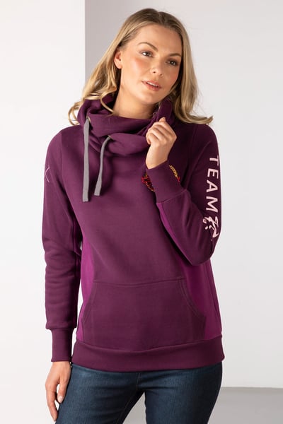 Ladies Cross Neck Hoody - Muston - Damson/Berry