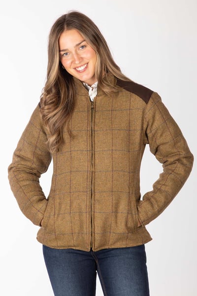 Ladies Padded Tweed Jacket - Haworth - Beige Tweed