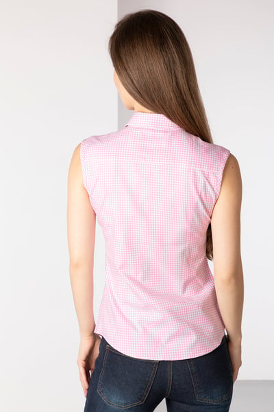 Ladies Sleeveless Country Shirt - Poppy - Gingham Pink