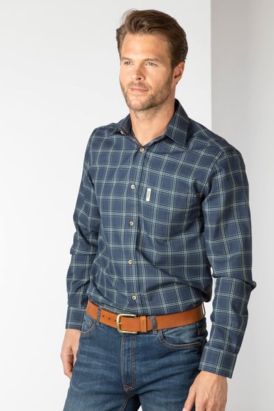 Men's Country Checked Shirt - Wetwang - Green/Navy