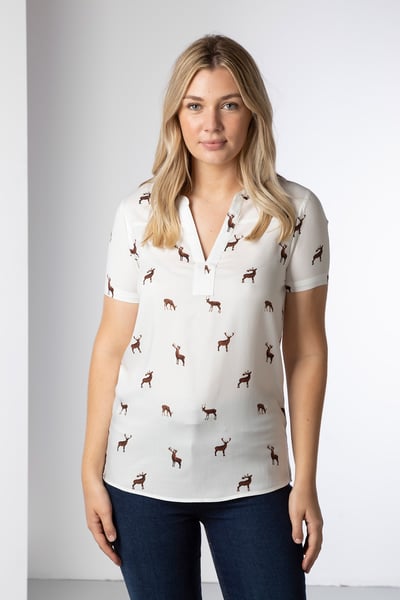 Ladies Short Sleeve Blouse - Wistow - Deer
